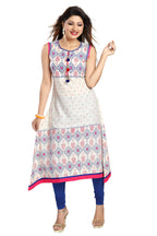 Snehal Creations Print Precious White A-Line Designer Cotton Tunic | Grocsy