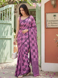 Anaita Purple Linen Cotton Woven Saree With Blouse | Grocsy