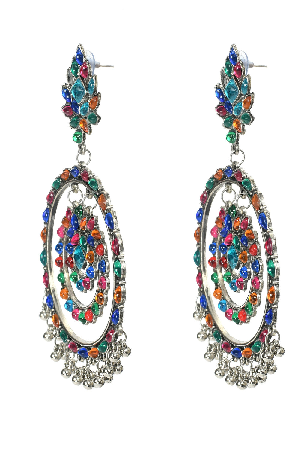 Mominos Fashion Johar Kamal Women's Multi Colour Kundan Circles Earrings