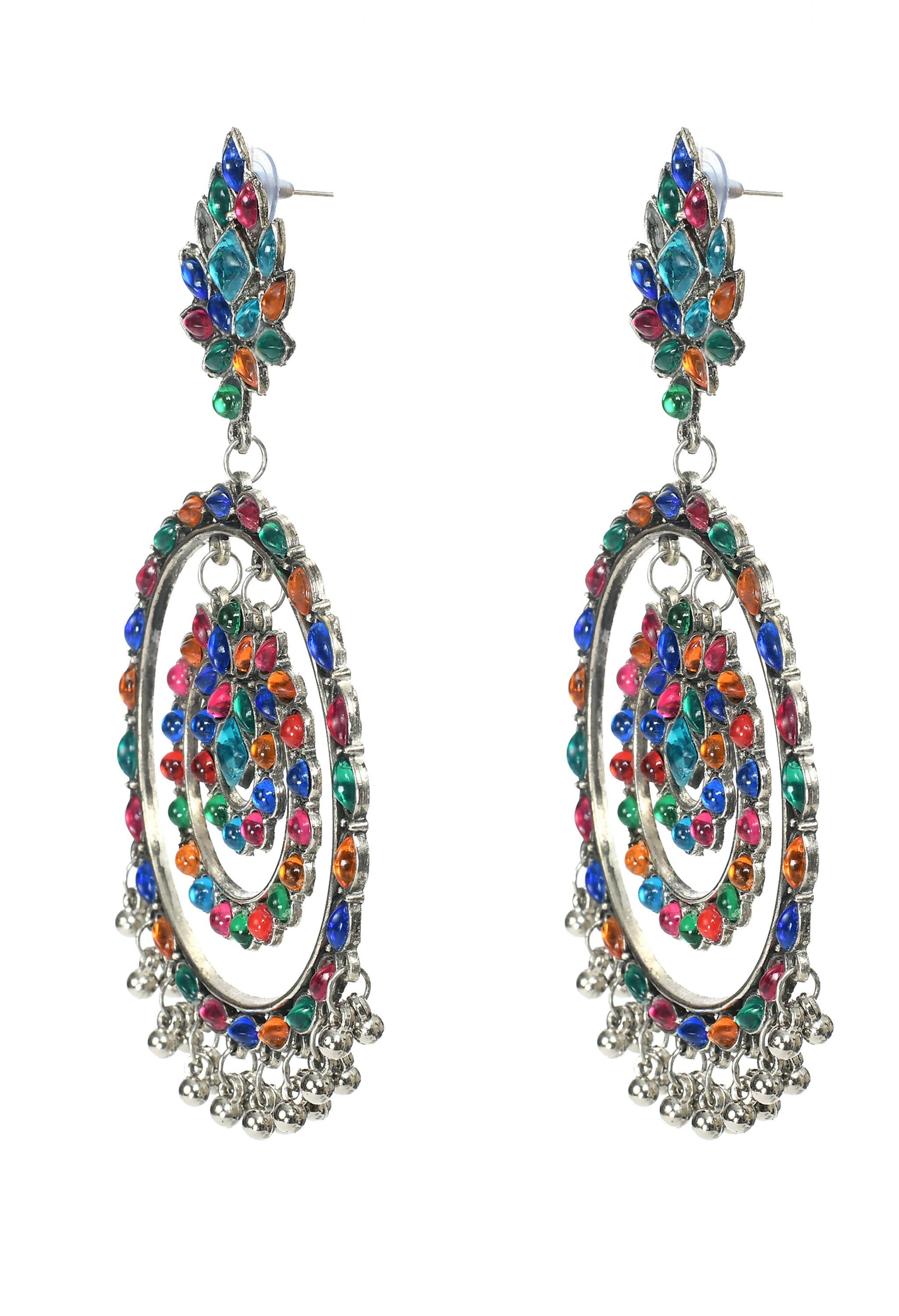 Mominos Fashion Johar Kamal Women's Multi Colour Kundan Circles Earrings
