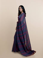 Suta Women Navy Blue Pure Cotton Handloom Saree | Grocsy