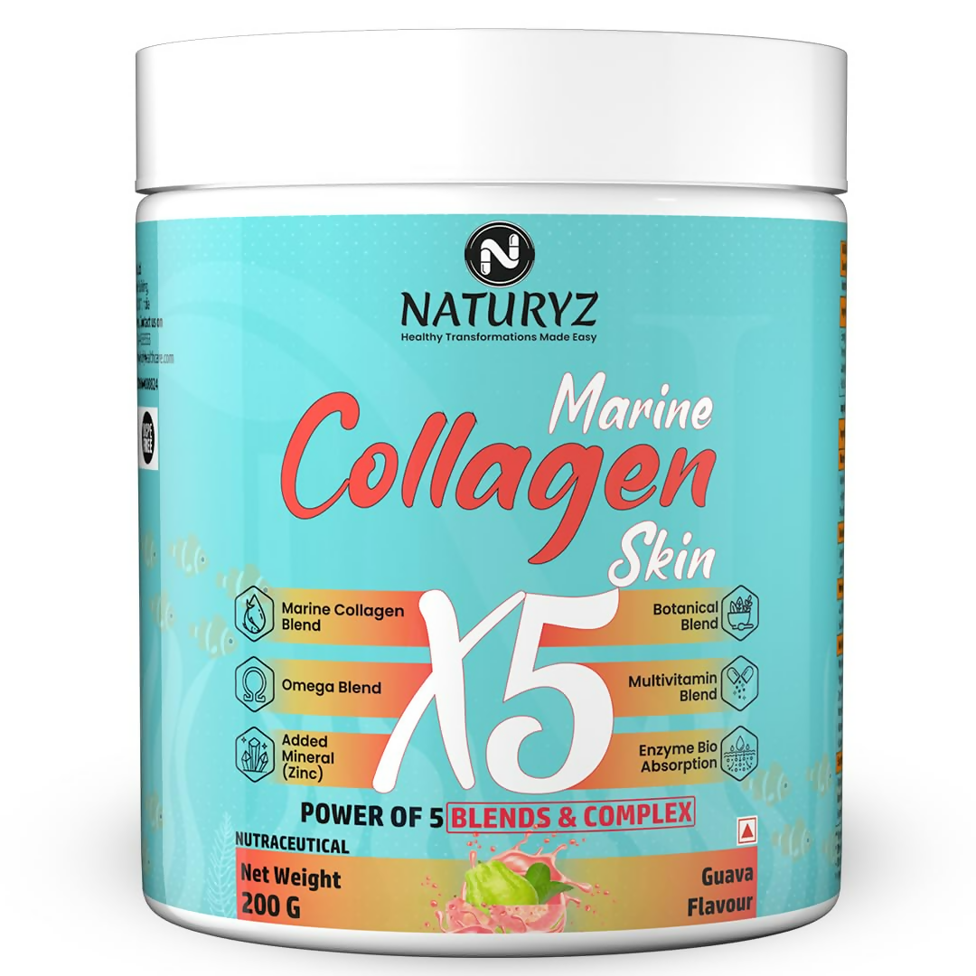 Naturyz Marine Collagen Skin X5 Power For Women & Men (Guava Flavour) | Grocsy