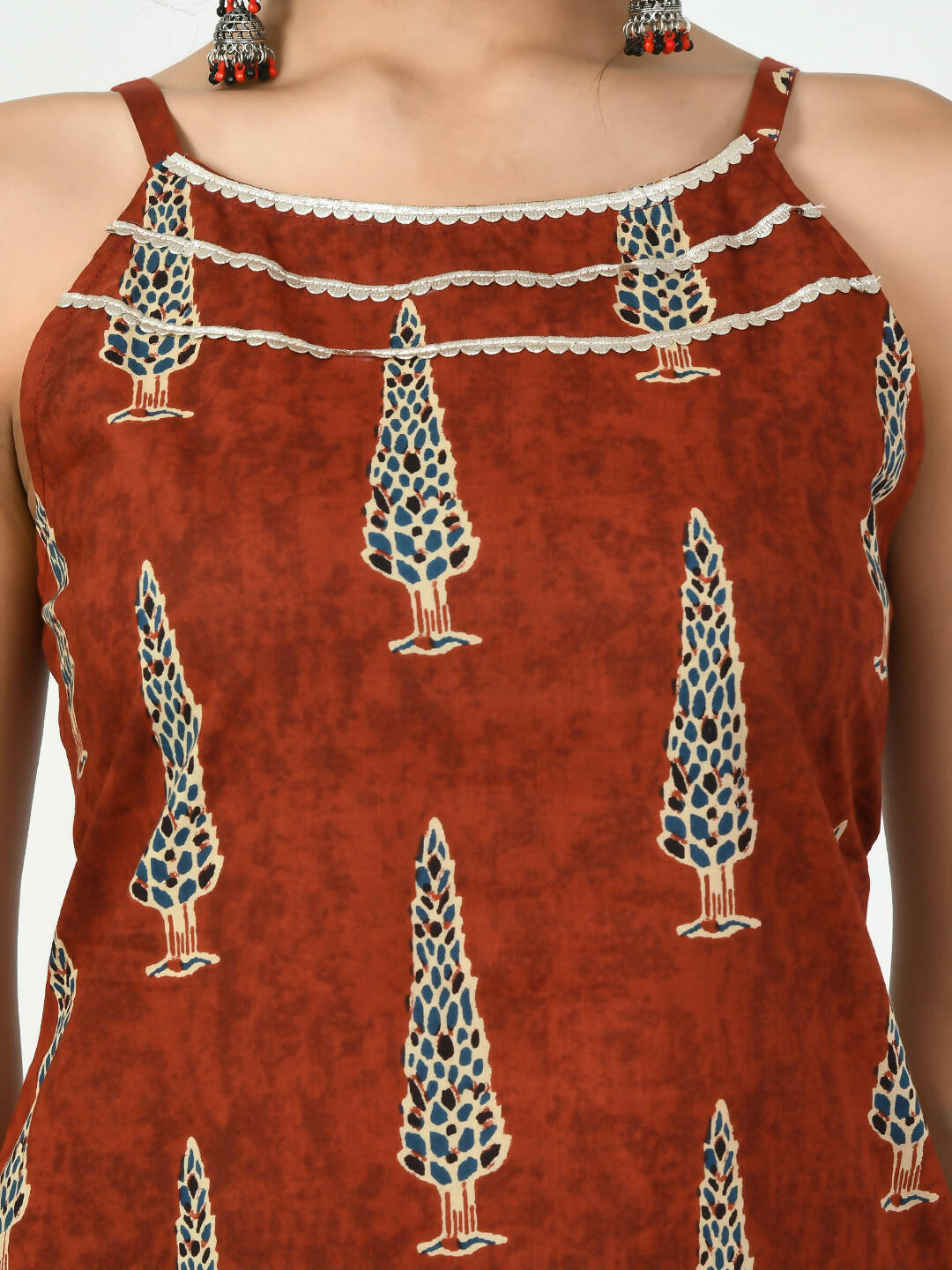 Myshka Women's Rust Straight Printed Kurta | Grocsy