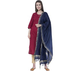 A R Silk Navy Blue Color Golden Border Dupattas and Chunnis | Grocsy