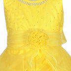 Asmaani Baby Girl's Yellow Color Satin Knee Length Frock (AS-DRESS-22141) | Grocsy