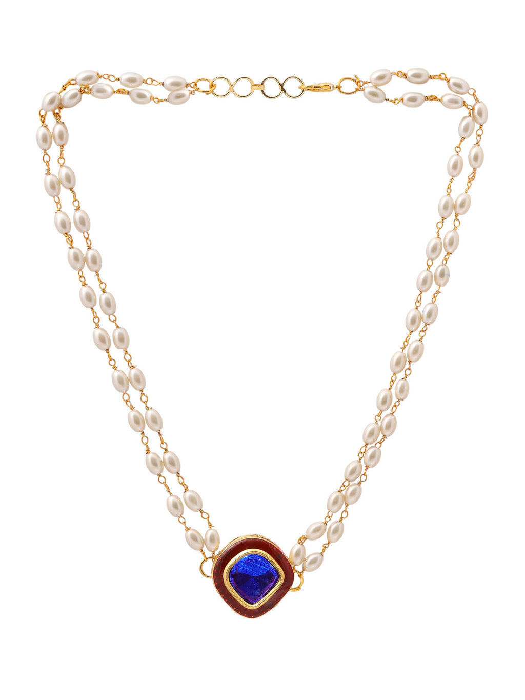 Ruby Raang Blue Meenakari & Pearl Choker | Grocsy