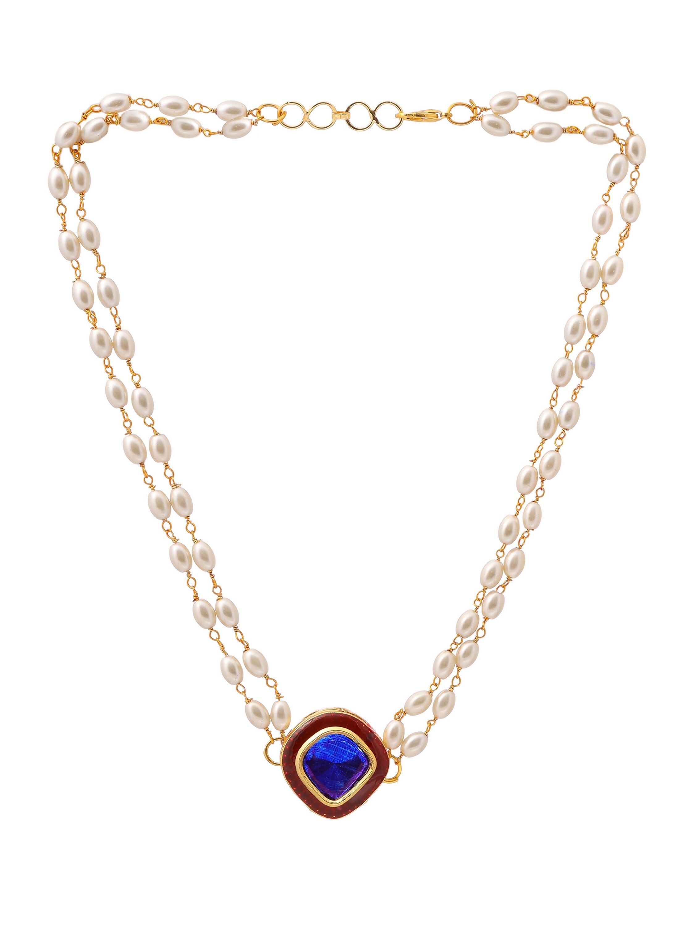Ruby Raang Blue Meenakari & Pearl Choker | Grocsy