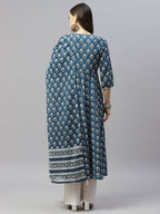 Miravan Women's Cotton Floral Print Anarkali Kurta With Dupatta | Grocsy