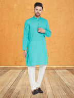 Even Apparels Men's Pure Cotton Green Kurta | Grocsy