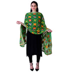 SWI Stylish Embroidered Phulkari Chiffon Green Dupatta | Grocsy