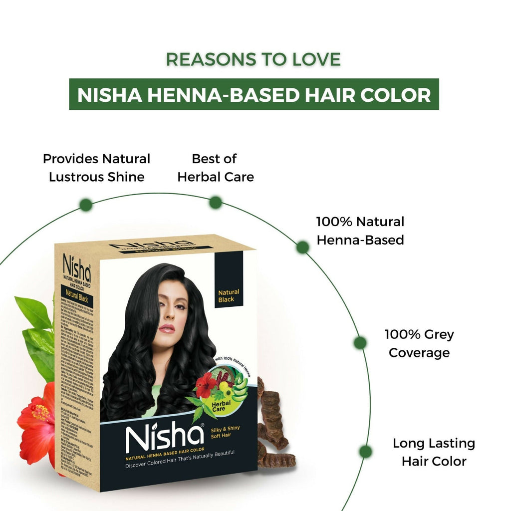 Nisha Henna Based Hair Colour for Women & Men Natural Black | Grocsy