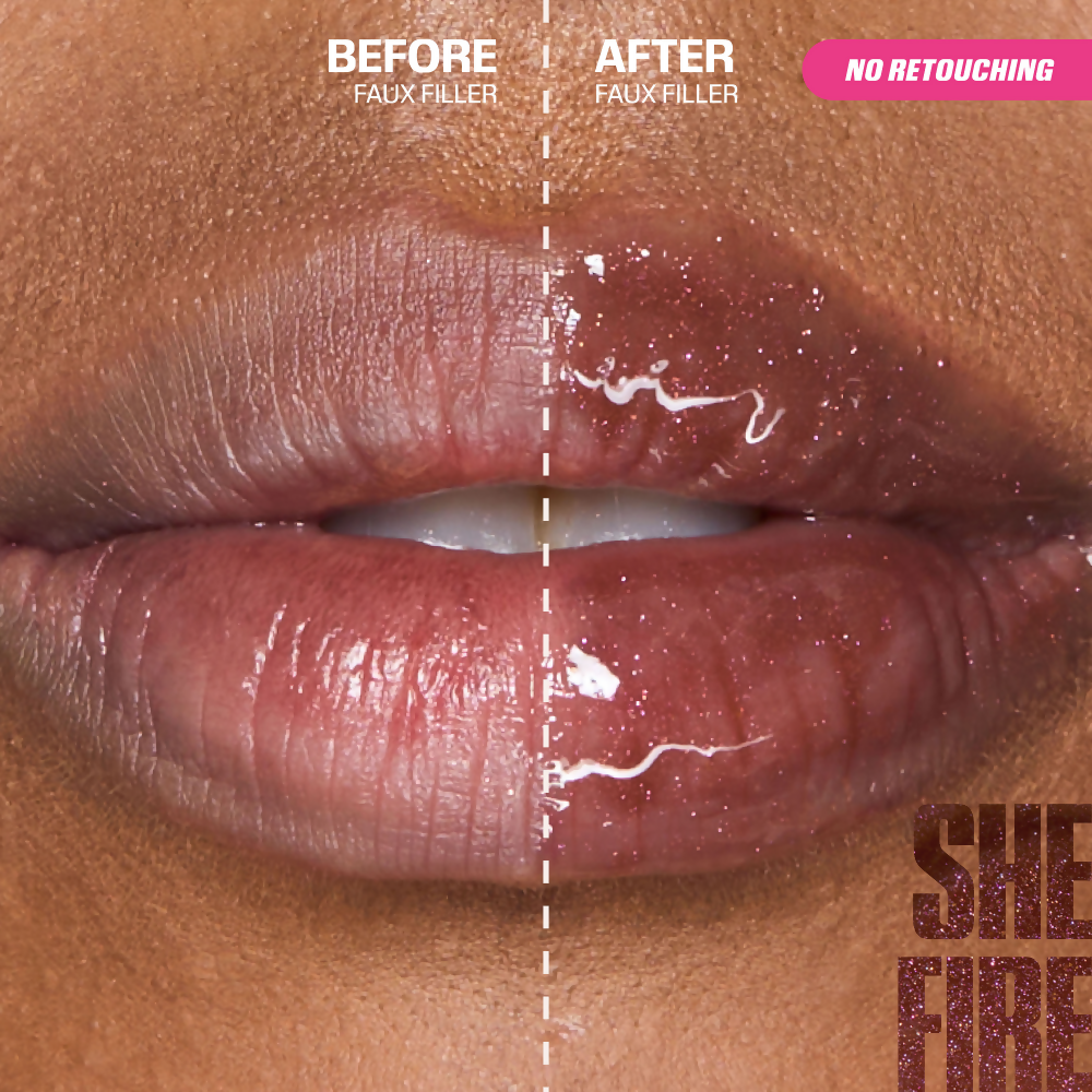 Huda Beauty Icy Nude Faux Filler Lip Gloss - She Fire | Grocsy