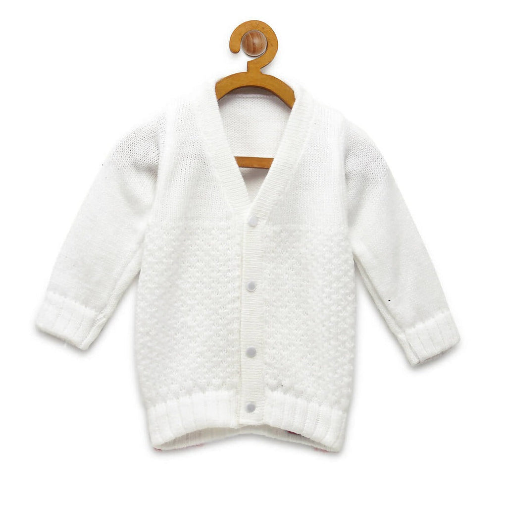Chutput Kids Cute White Coloured Solid Pullover Sweater | Grocsy