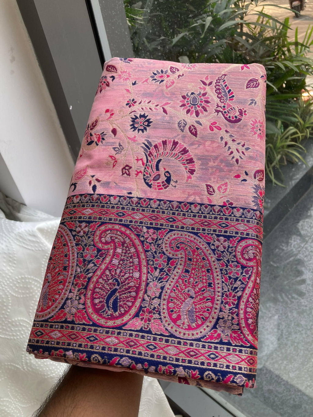 Teeya Creation New Latest Trendy Wedding Wear Pashmina Silk Saree-Pink | Grocsy