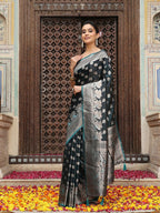 Shree Shyam Fashion Teal Silk Saree | Grocsy
