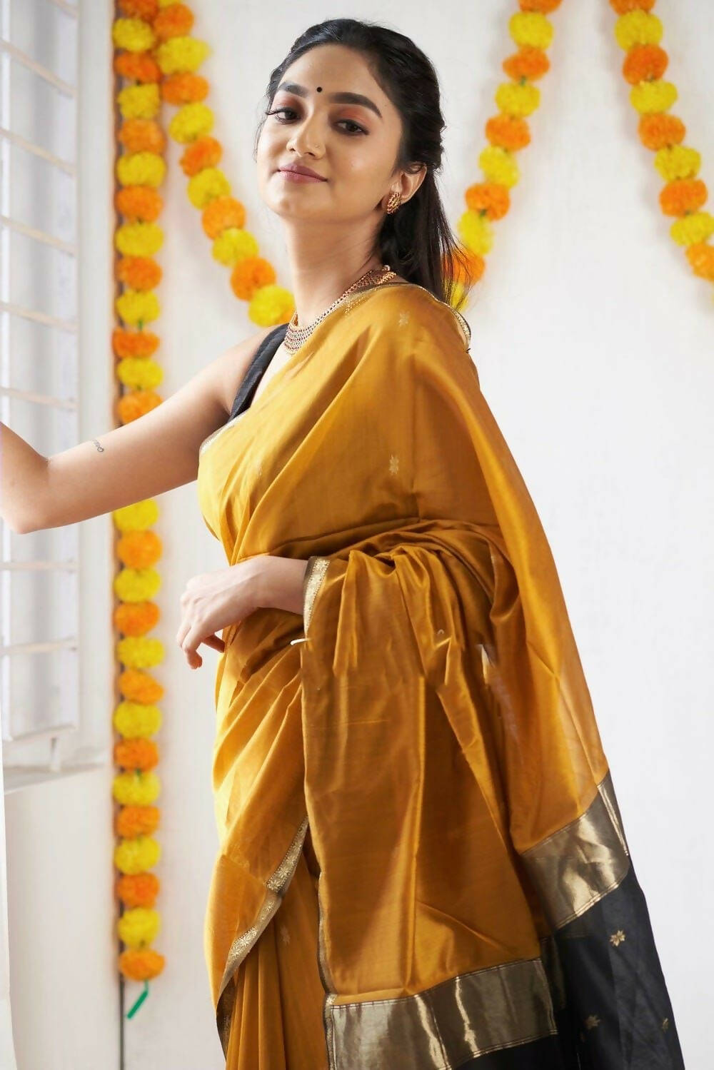 DEIANA'S Beautiful Designer Golden zari Soft Cotton Saree - Yellow | Grocsy
