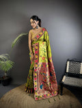 Joban Fashion Light Green Paithani Soft Silk Meenakari Saree | Grocsy