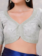 Joban Fashion Women Silk Silver Stitched Blouse | Grocsy