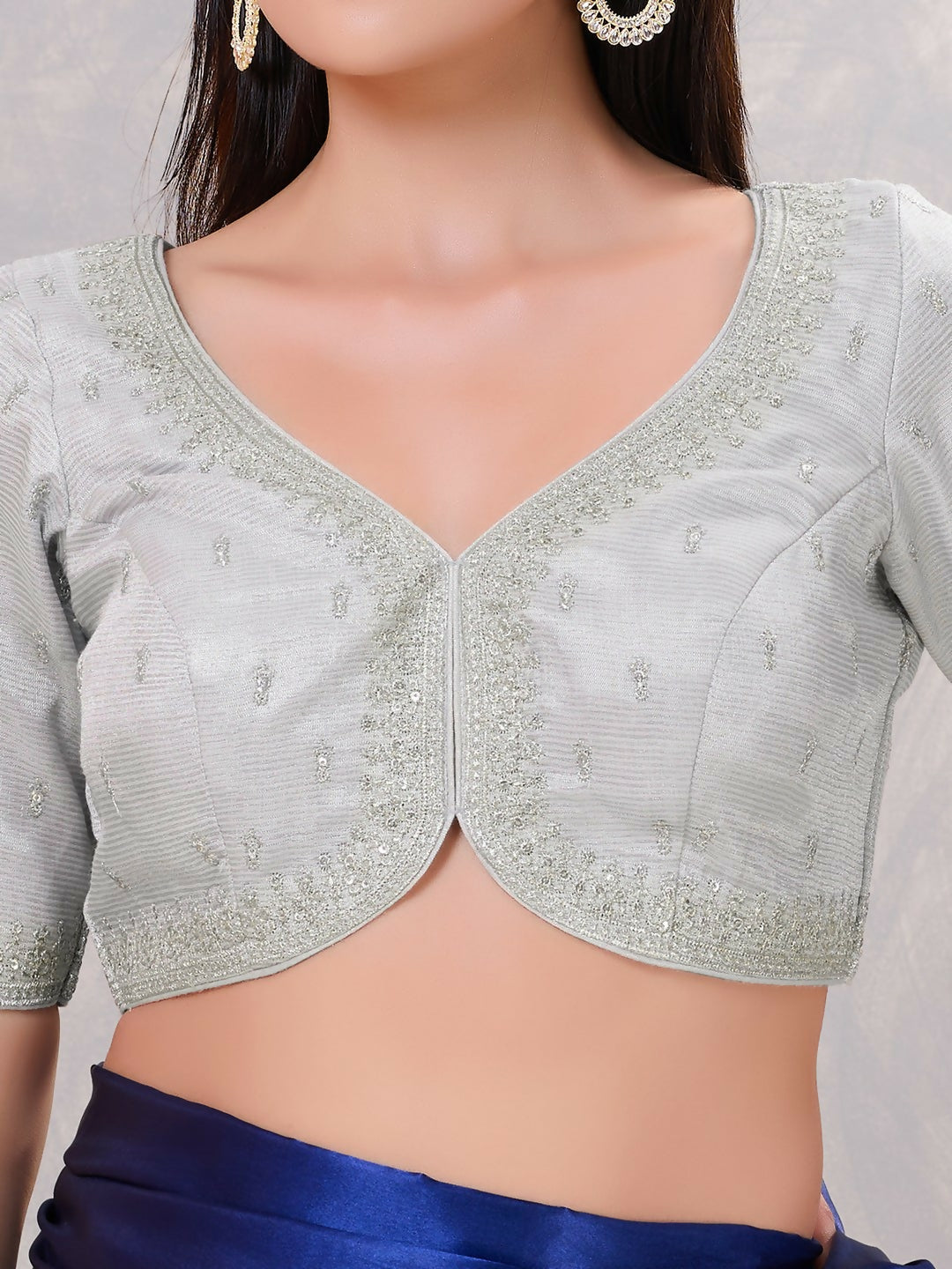 Joban Fashion Women Silk Silver Stitched Blouse | Grocsy