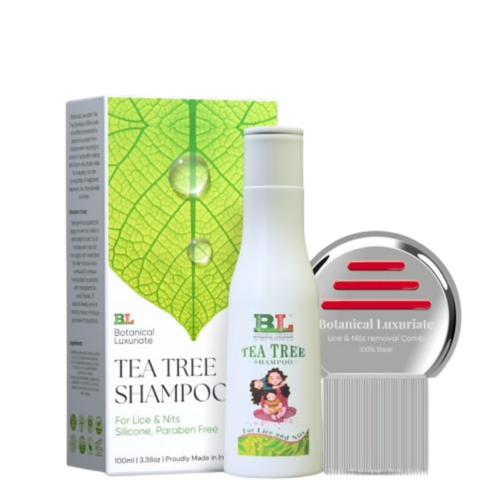 Botanical Luxuriate Tea Tree Natural Anti Lice And Nits Shampoo With Steel Lice And Nit'S Removal Comb | Grocsy