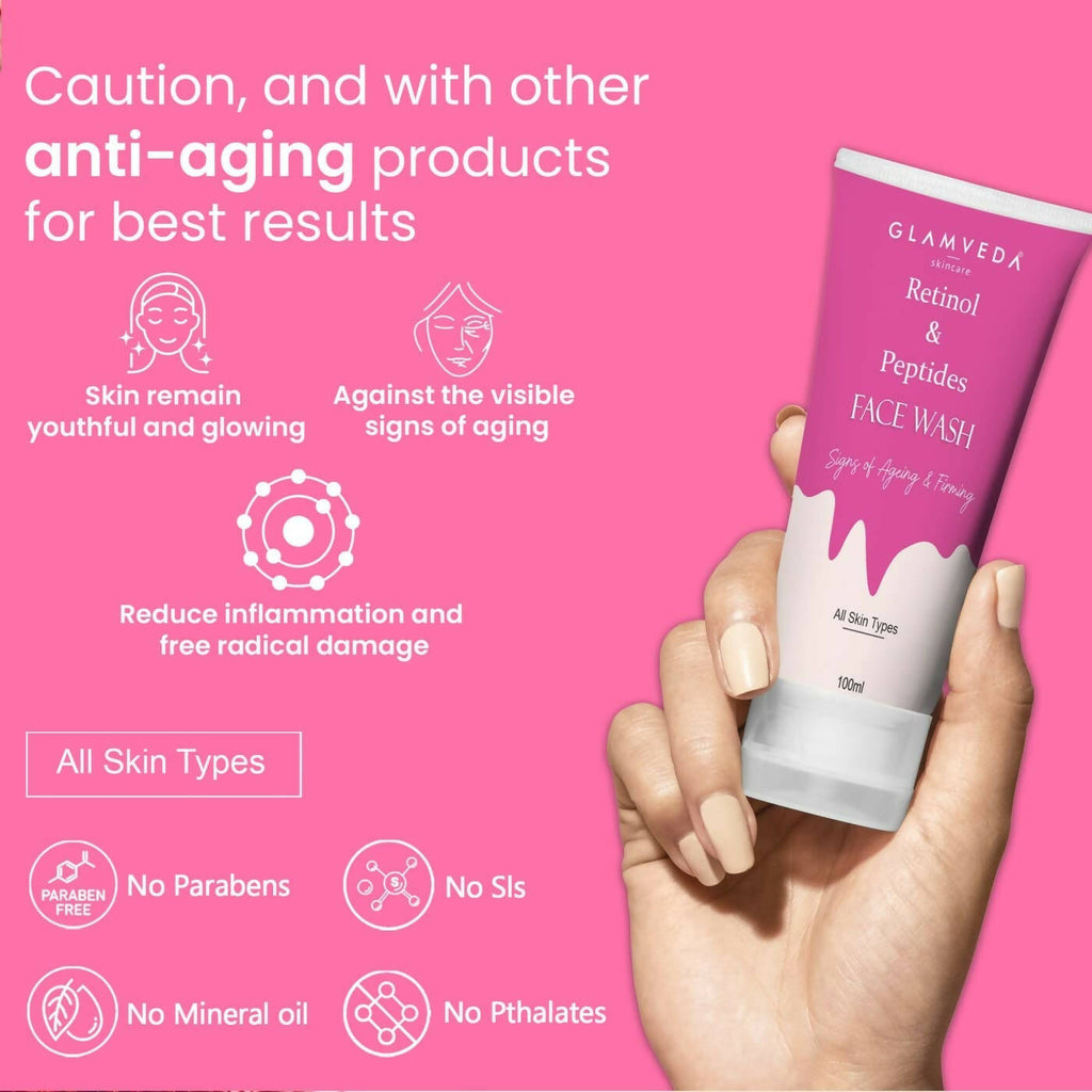Glamveda Retinol & Peptide Anti Ageing Face Wash | Grocsy