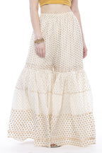 Mominos Fashion Trendy Cotton Off White Gold Print With Gota Sharara | Grocsy