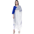 A R Silk White Color Kota Cotton Cota Cotton Dupattas and Chunnis | Grocsy