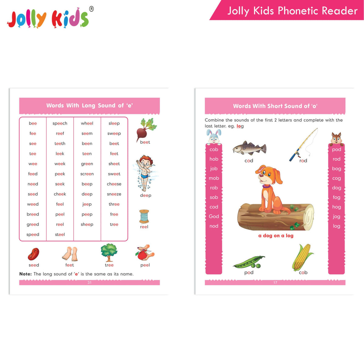 Jolly Kids Phonetic Reader From Sound to Words| Long & Short Vowel Sound| Consonant Blends| Pre-Primary Phonic Book for Kids| Ages 3-8 Years | Grocsy