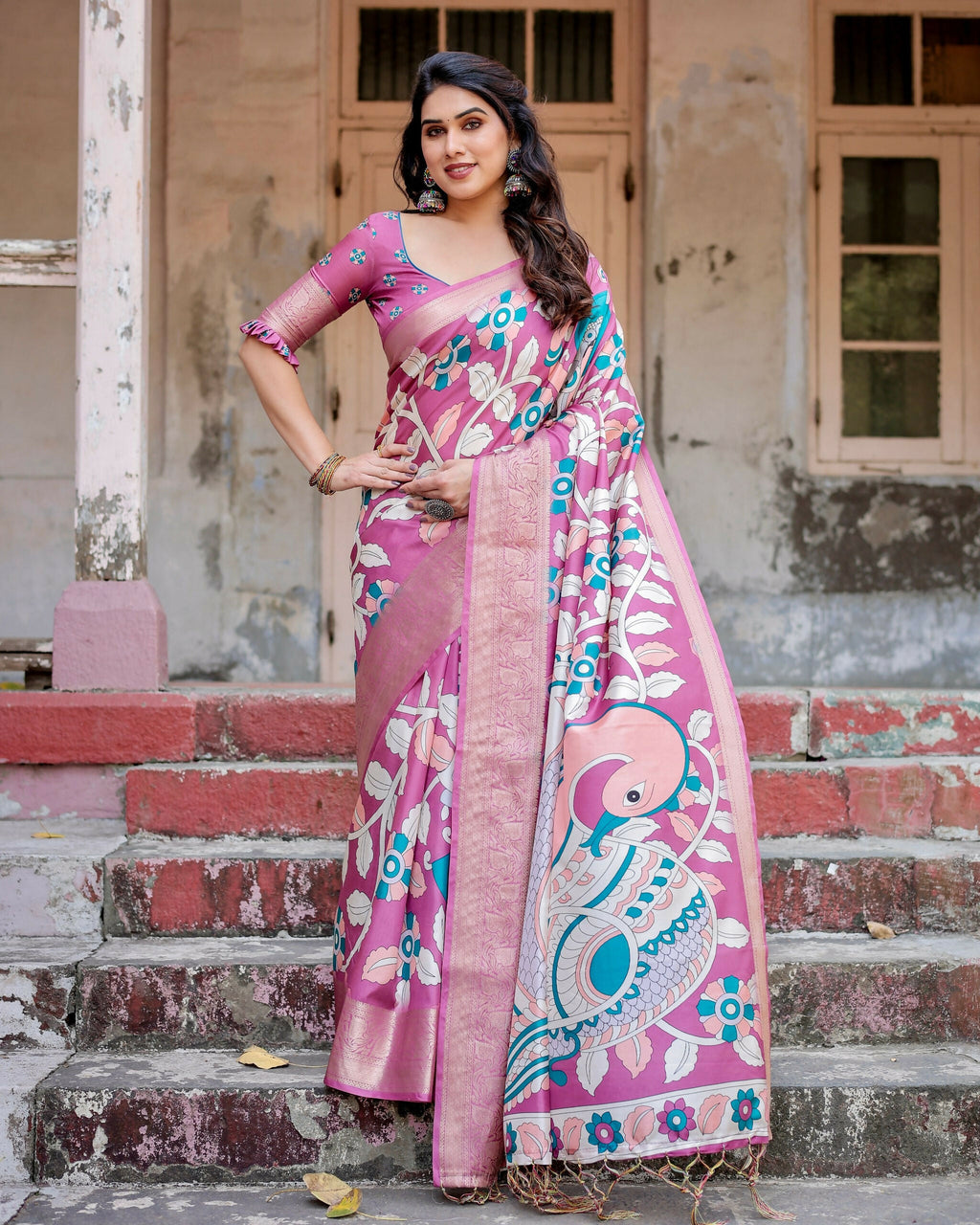 Soft Silk Digital Printed Saree with Blouse Piece by Infinity Export | Grocsy