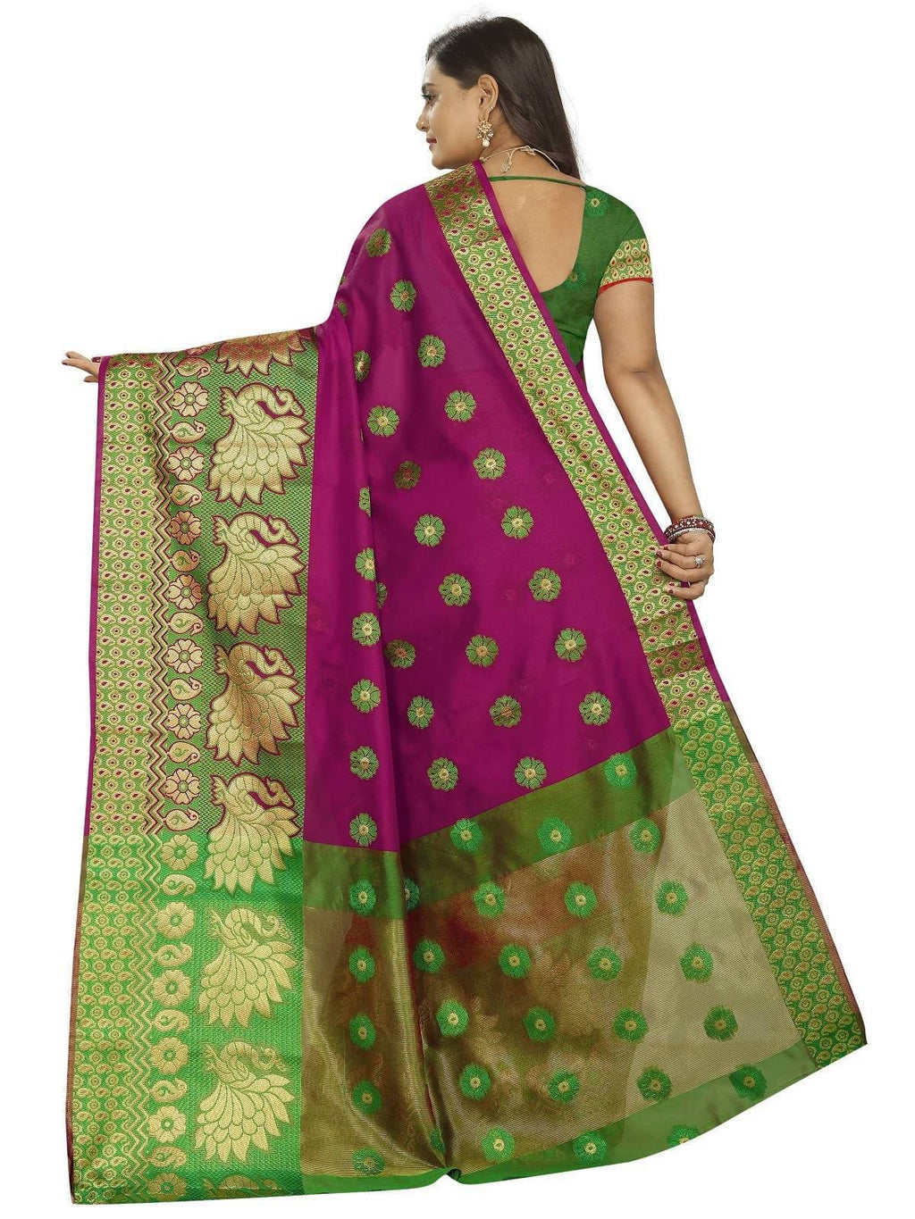 Vamika Banarasi Cotton Silk Pink Weaving Saree | Grocsy