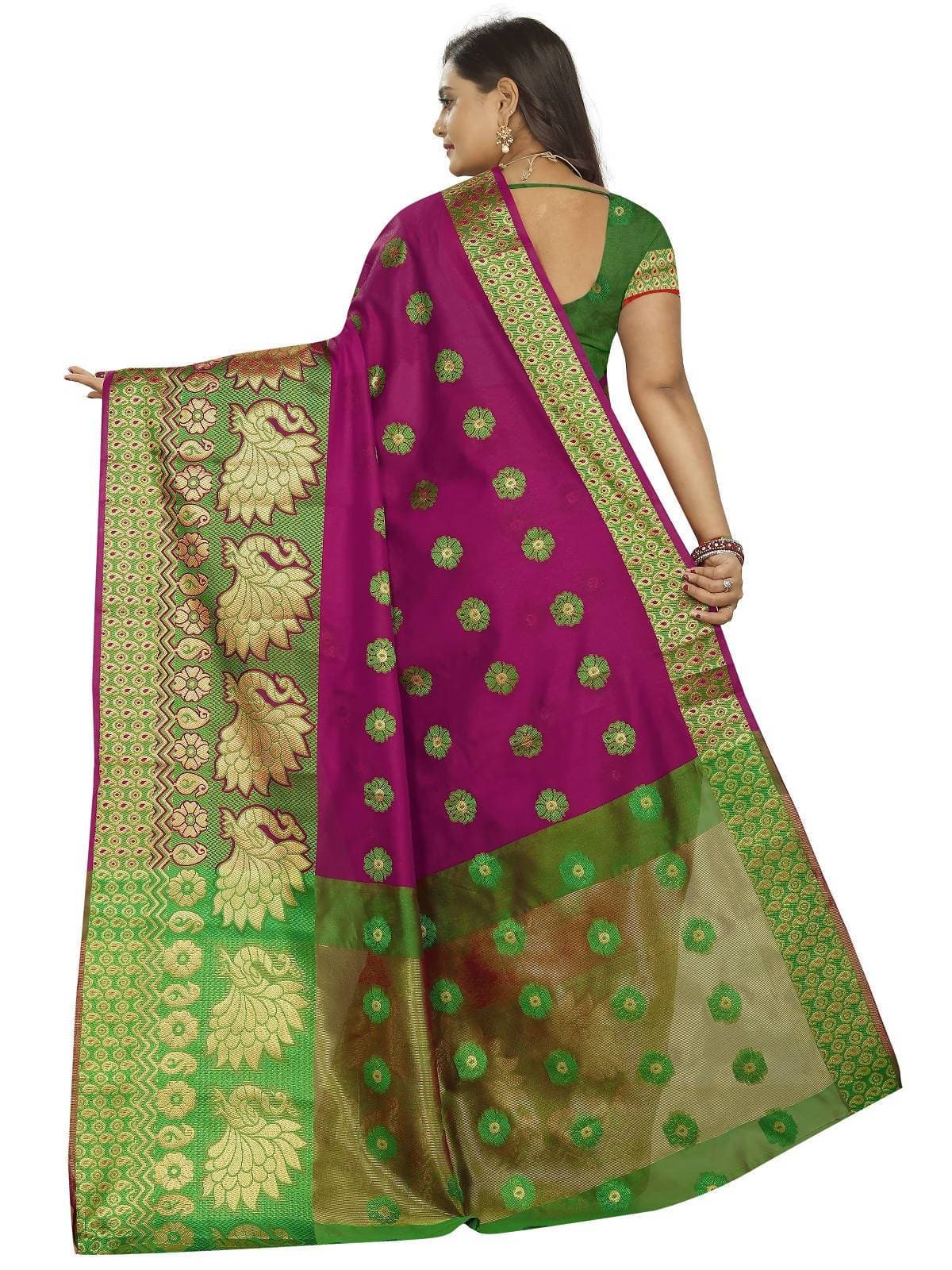 Vamika Banarasi Cotton Silk Pink Weaving Saree | Grocsy