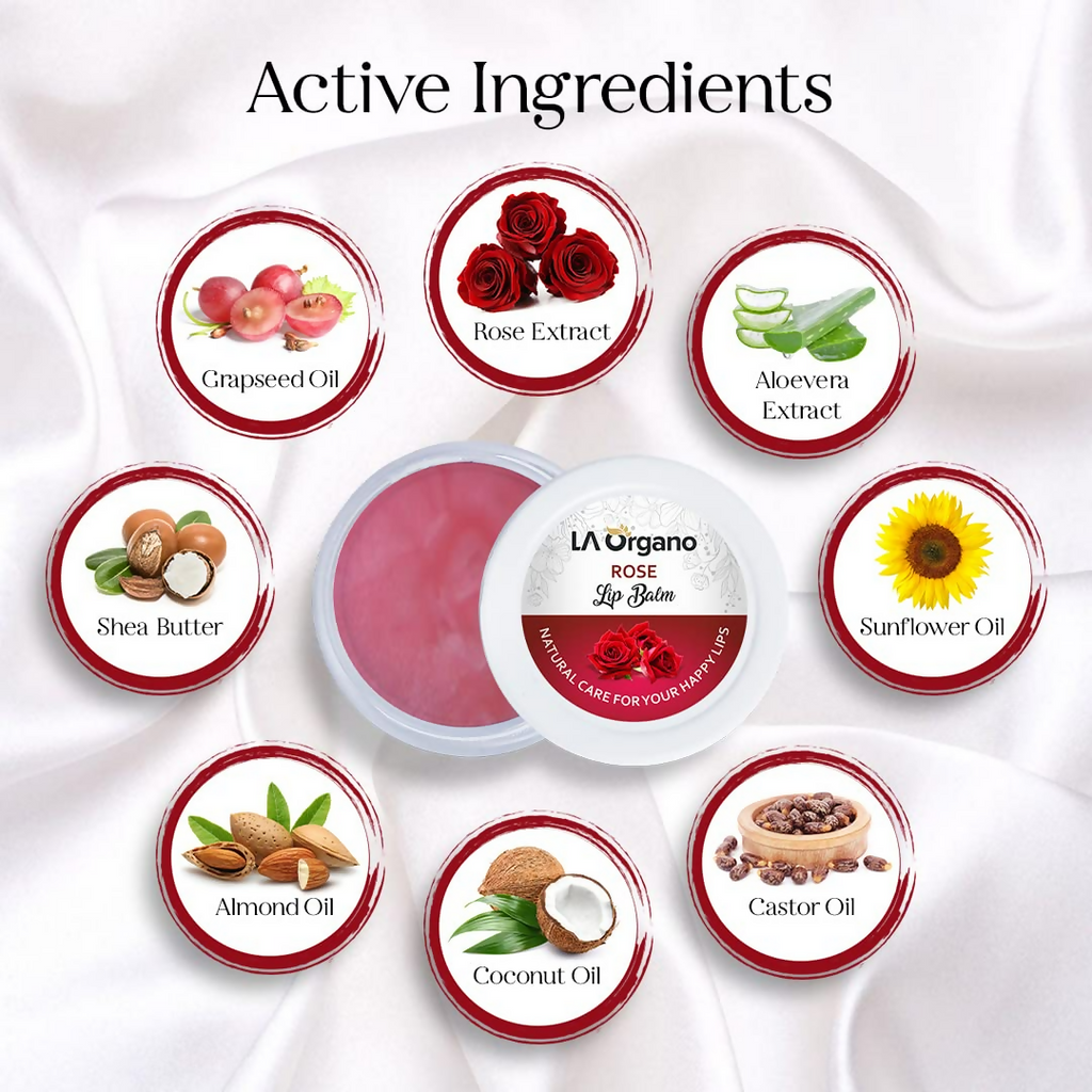 LA Organo Rose Lip Balm For Dry Chapped Lips | Grocsy