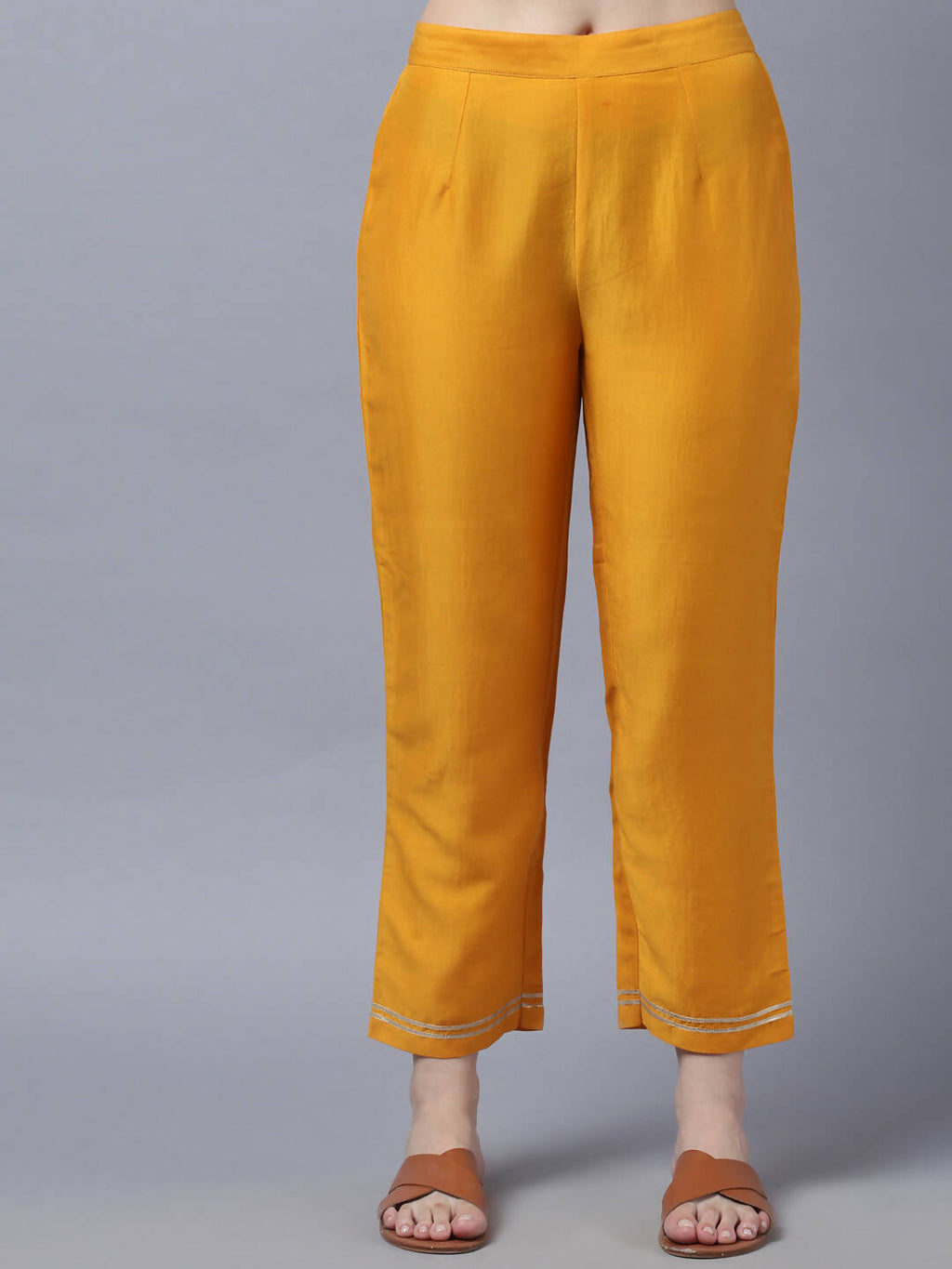 Myshka Stylish Mustard 3/4 Sleeve Women's Kurta Pant with Dupatta Set | Grocsy