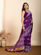 Purple Soft Silk Woven Meenakari Designer Saree - Vedanti | Grocsy