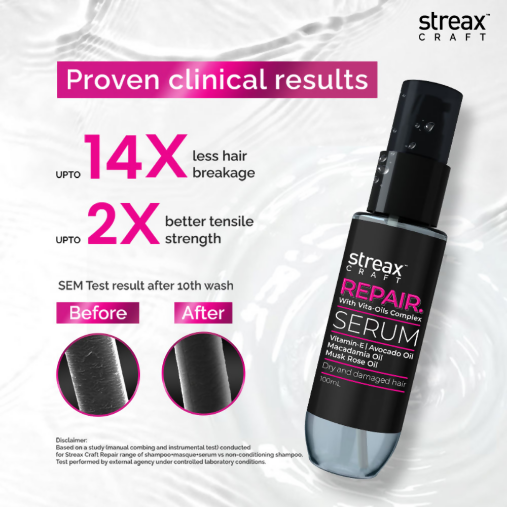 Streax Craft Repair Hair Serum For Dry and Damaged Hair Repair With Vita-Oils Complex | Grocsy