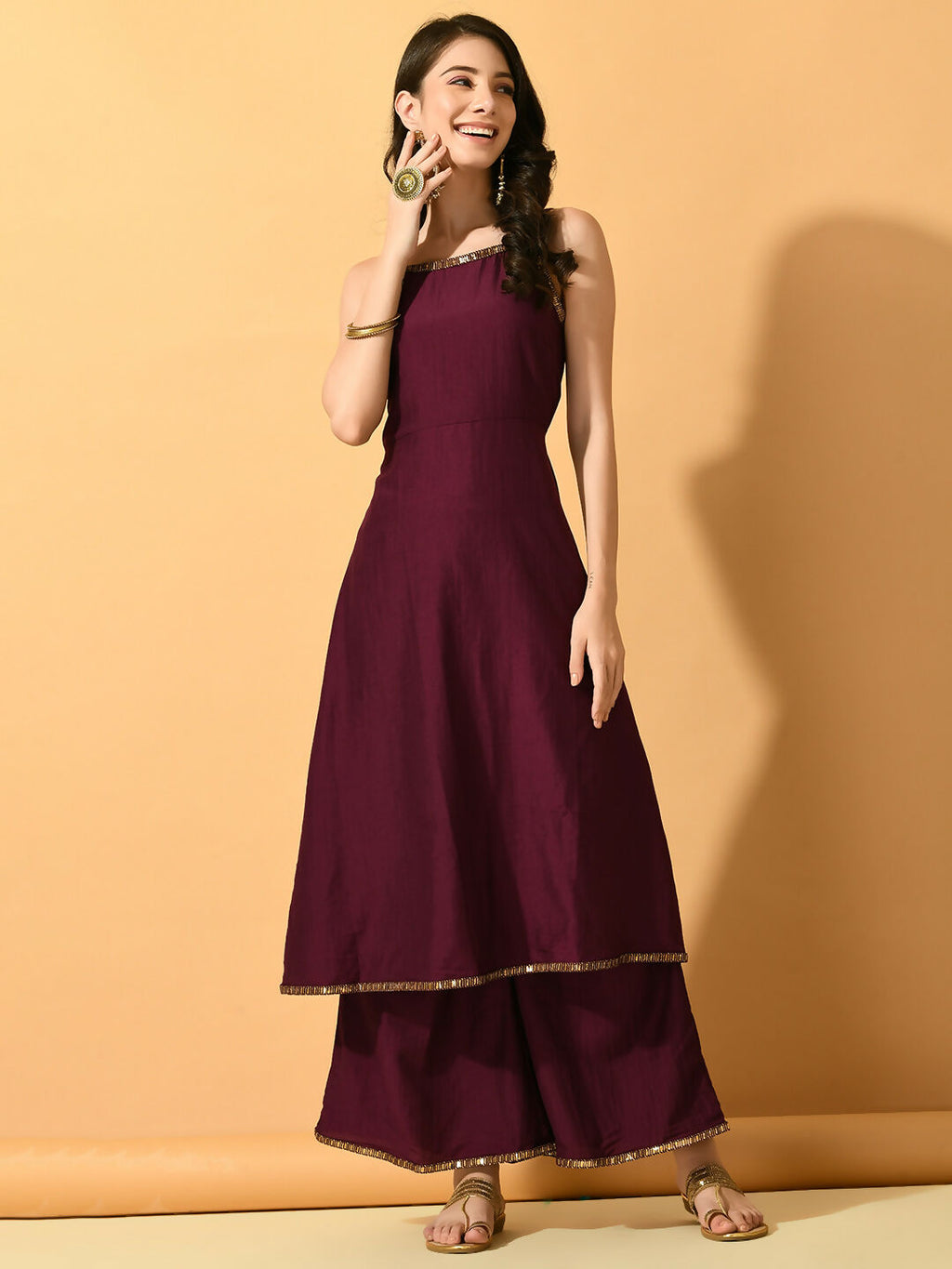 Myshka Women's Violet Solid Party Kurta Sets | Grocsy