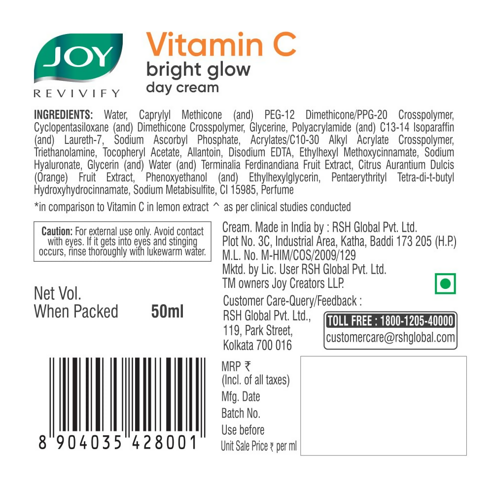 Joy Revivify Vitamin C Brightening Face Cream | Grocsy