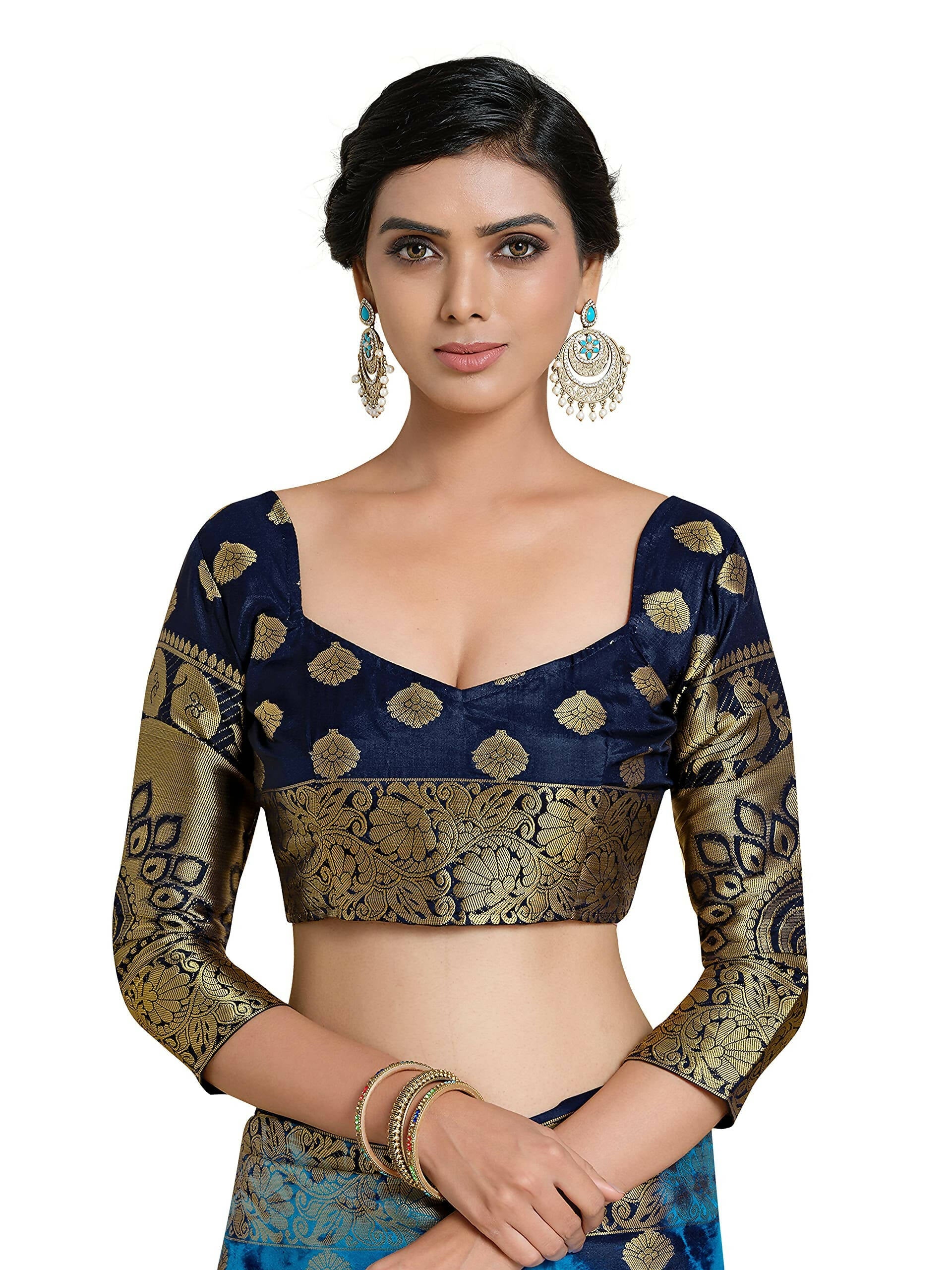Mimosa Women's Banarasi Art Silk Multicolor Saree | Grocsy
