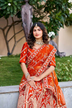 Lehenga Mart Orange Designer Wedding Wear Lehenga Choli | Grocsy
