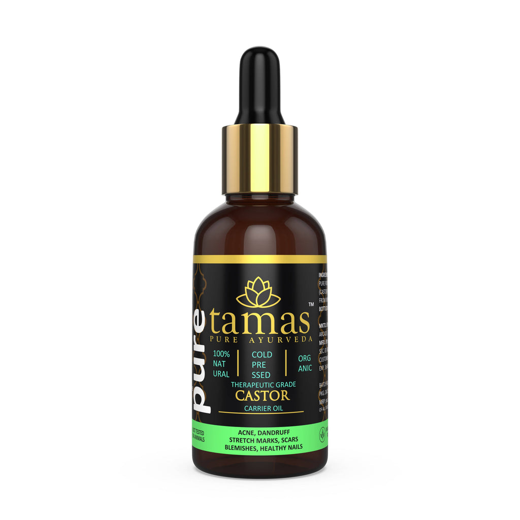 Tamas Pure Ayurveda 100% Organic Castor Cold-Pressed Oil - USDA Certified Organic-30ml | Grocsy