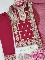 Teeya Creation New Kids Trendy stylish Rich Heavy Embroidery with Elegant Sequence Work Kurta Set-Red | Grocsy