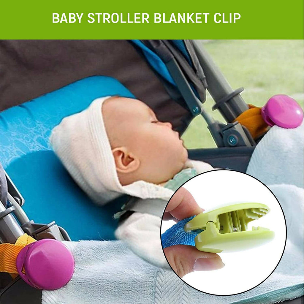 Safe-O-Kid Baby Stroller Clip, Glossy Blanket Clip Stroller, Pram/Buggy Accessories For Baby, Blue | Grocsy