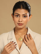 Nuyug 18K Gold-Plated Zircon Studded Minimal Chain Textured Surface Pendant Necklace | Grocsy