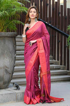 Beatitude Pink Cotton Banarasi Saree | Grocsy