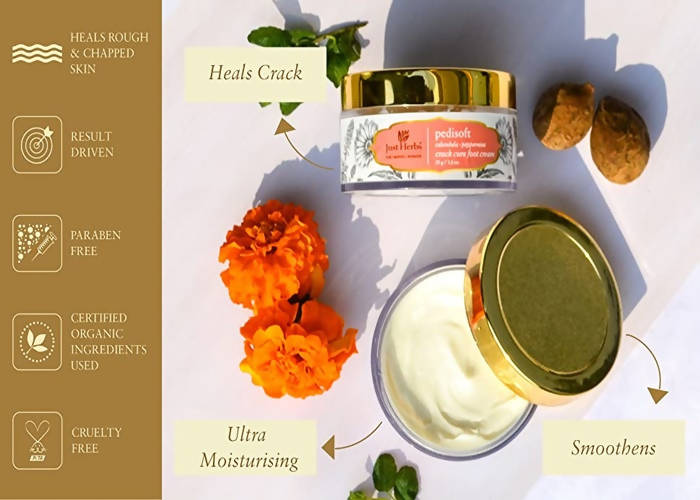 Just Herbs Pedisoft Calendula-Peppermint Crack Cure Foot Cream | Grocsy