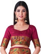 Mimosa Women's Paithani Art Silk Mustard Yellow Saree | Grocsy
