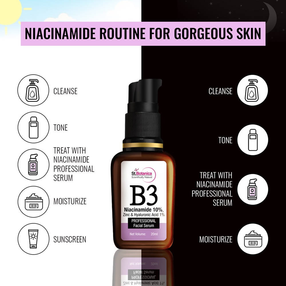 St.Botanica B3 Niacinamide, Zinc & Hyaluronic Acid Professional Facial Serum | Grocsy
