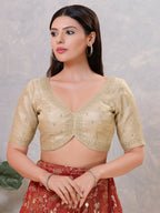 Joban Fashion Women Silk Light-Gold Stitched Blouse | Grocsy