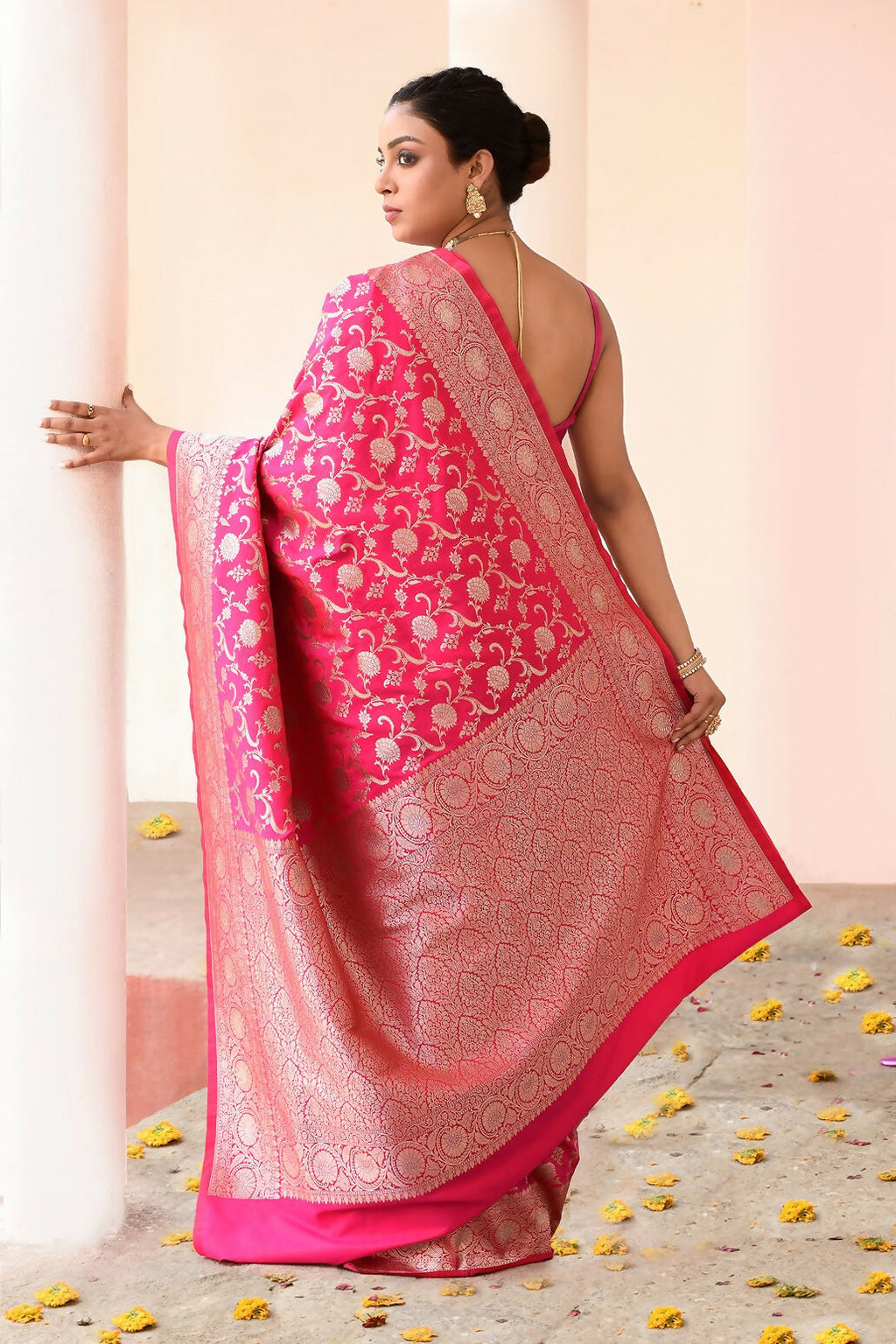 Joban Fashion Hot Pink Soft Pure Handloom Banarasi Silk Saree | Grocsy