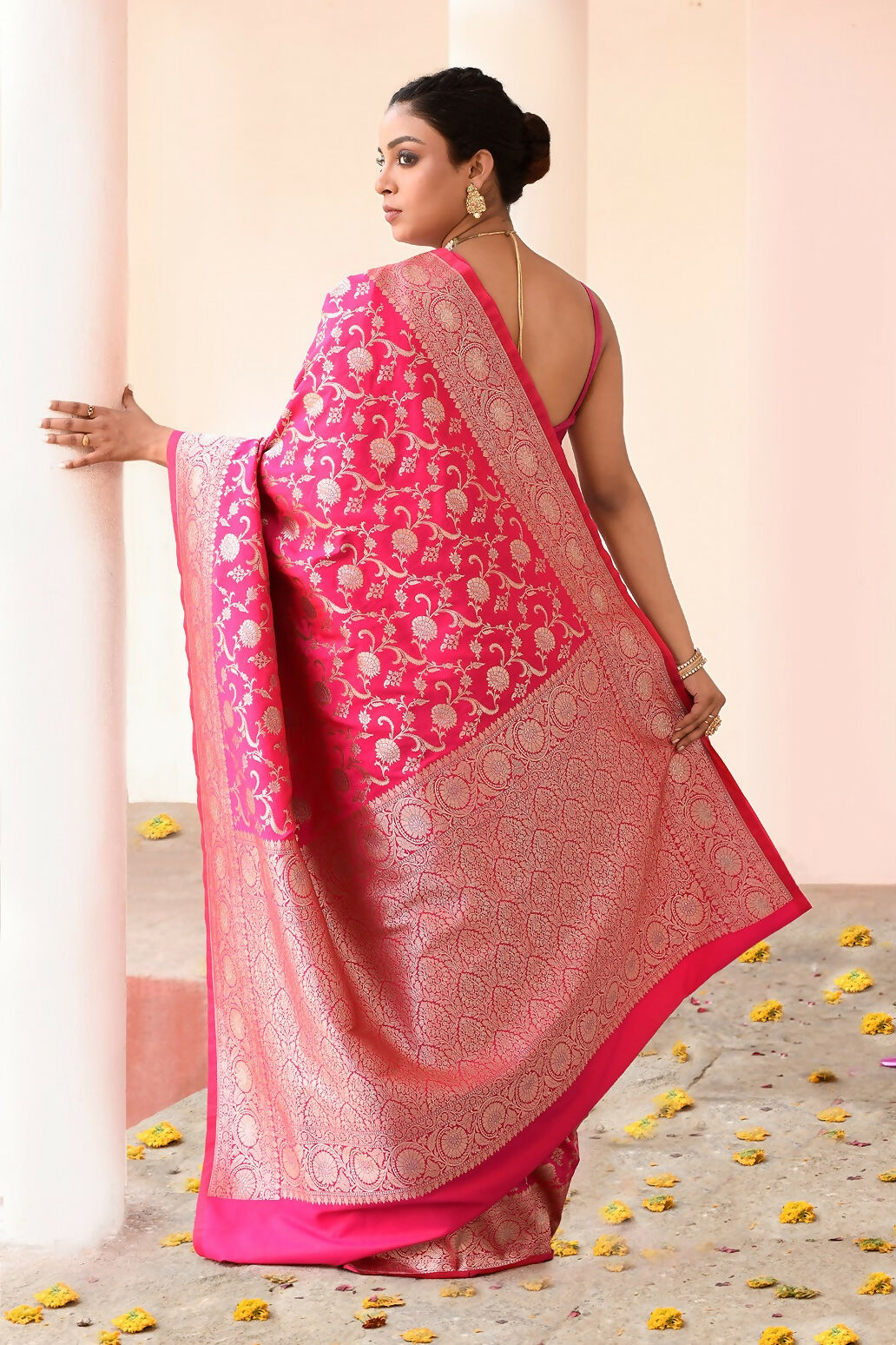 Joban Fashion Hot Pink Soft Pure Handloom Banarasi Silk Saree | Grocsy
